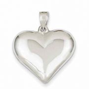 14K White Gold Polished Heart Necklace
