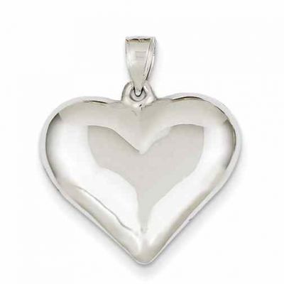 14K White Gold Polished Heart Necklace -  - QGPD-D2889