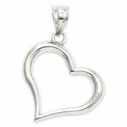 14K White Gold Polished Open Heart Pendant