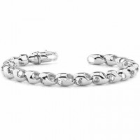14K White Gold Puffy Link Bracelet