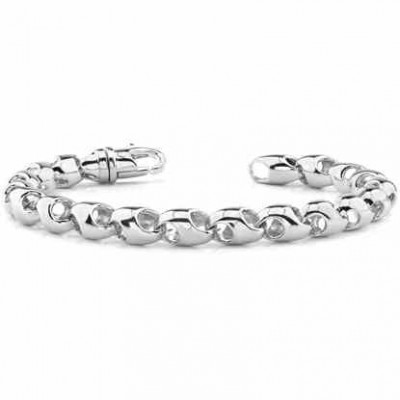 14K White Gold Puffy Link Bracelet -  - HBR-2