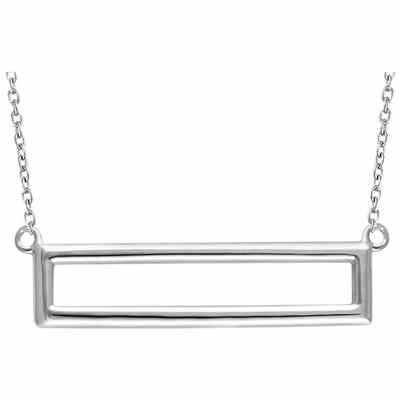 14K White Gold Rectangle Necklace -  - STLPD-651949W