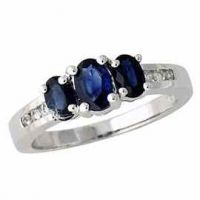 14K White Gold Sapphire and Diamond Channel Ring