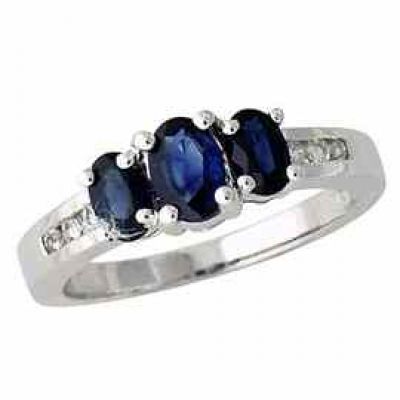 14K White Gold Sapphire and Diamond Channel Ring -  - PRR3507SP