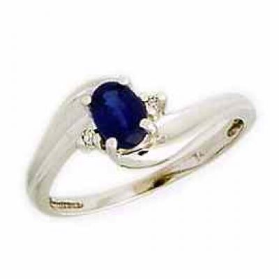 14K White Gold Sapphire Gemstone and Diamond Wave Ring -  - PRR3020SP