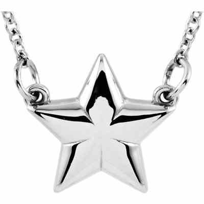 14K White Gold Star Necklace -  - STLPD-85931W