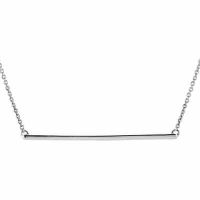 14K White Gold Straight Bar Necklace