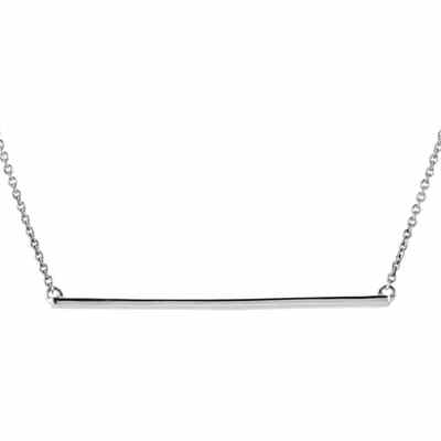 14K White Gold Straight Bar Necklace -  - STLPD-86048W