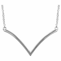 14K White Gold "V" Bar Necklace
