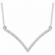 14K White Gold "V" Shape Diamond Necklace