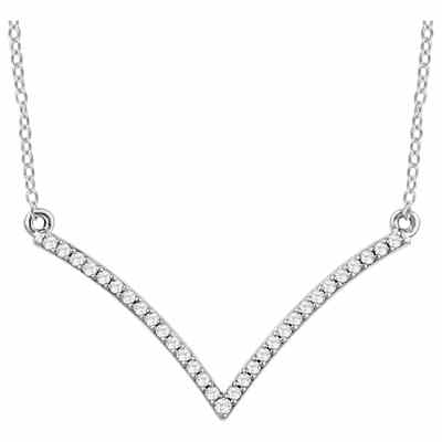 14K White Gold "V" Shape Diamond Necklace -  - STLPD-651756W