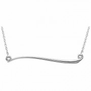 14K White Gold Wave Bar Necklace