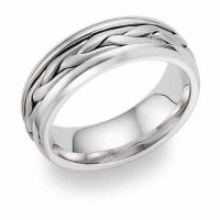 Platinum Wide Braided Wedding Band Ring