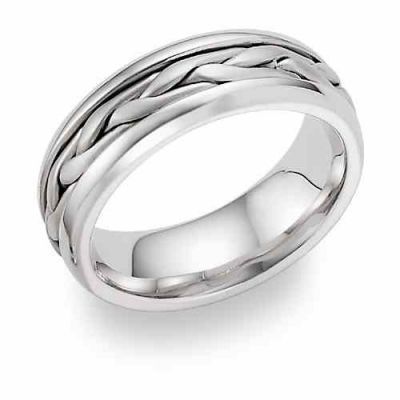 14K White Gold Wide Braided Wedding Band -  - WED-L