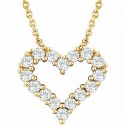 14K Yellow Gold 1/4 Diamond Heart Necklace