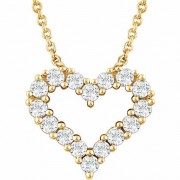 14K Yellow Gold 1/4 Diamond Heart Necklace