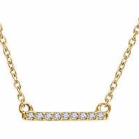 14K Yellow Gold and Diamond Petite Bar Necklace