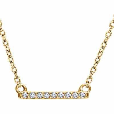 14K Yellow Gold and Diamond Petite Bar Necklace -  - STLPD-652017Y