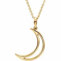 14K Yellow Gold Crescent Moon Necklace