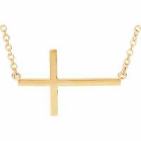 14K Yellow Gold Cross Bar Necklace