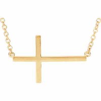 14K Yellow Gold Cross Bar Necklace