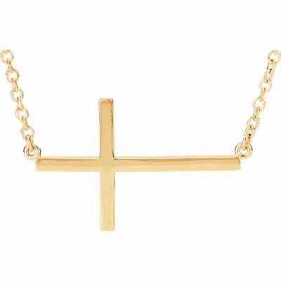 14K Yellow Gold Cross Bar Necklace -  - STLPD-R45323Y