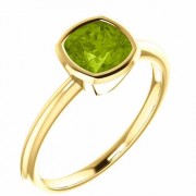 14K Yellow Gold Cushion-Cut Peridot Solitaire Ring