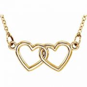 14K Yellow Gold Double Heart Necklace