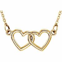 14K Yellow Gold Double Heart Necklace