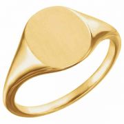 14K Yellow Gold Engravable Satin and Polished Signet Ring