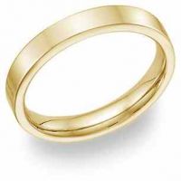 14K Yellow Gold Flat Wedding Band Ring - 4mm