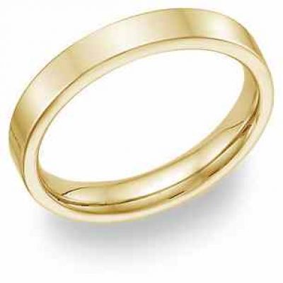 18K Yellow Gold Flat Wedding Band Ring - 4mm -  - WBAND-18Y-18K