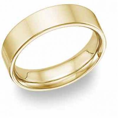 14K Yellow Gold Flat Wedding Band Ring - 6mm -  - WBAND-17Y