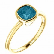 14K Yellow Gold London Blue Topaz Cushion-Cut Ring