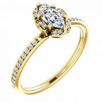 14K Yellow Gold Marquise Floral-Inspired Diamond Ring