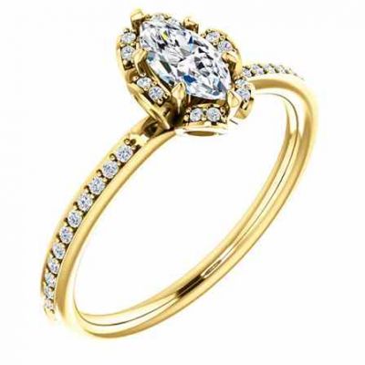 14K Yellow Gold Marquise Floral-Inspired Diamond Ring -  - STLRG-121997MQDY