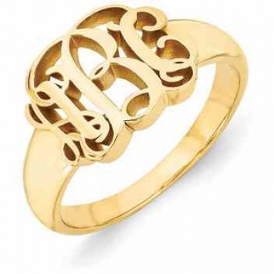 14K Yellow Gold Monogram Ring -  - QGRG-XNR51Y