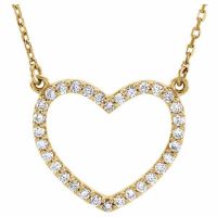 14K Yellow Gold Open Heart Diamond Necklace in 16"