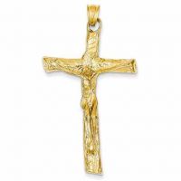 14K Yellow Gold Satin Crucifix Pendant