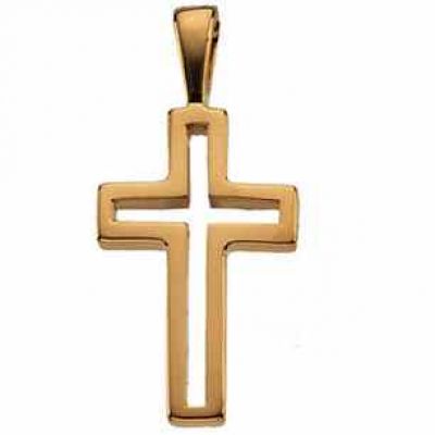 14K Yellow Gold Small Cut-Out Cross Pendant -  - STLCR-R16186-Y