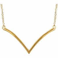 14K Yellow Gold "V" Bar Necklace
