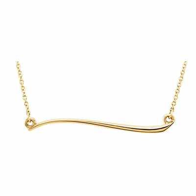 14K Yellow Gold Wave Bar Necklace -  - STLPD-86298Y