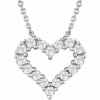 18" Diamond Heart Necklace in 14K White Gold
