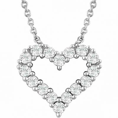 18" Diamond Heart Necklace in 14K White Gold -  - STLPD-651759W