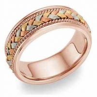 18K Rose Gold and Tri-Color Braided Wedding Band Ring