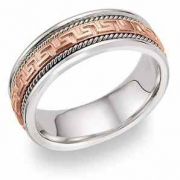 18K Rose Gold Greek Key Wedding Band Ring