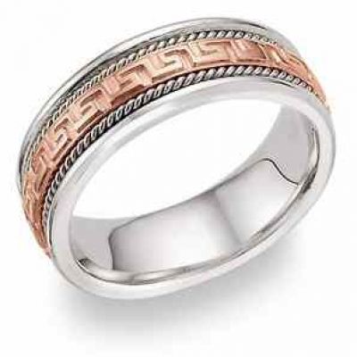 14K Rose Gold Greek Key Wedding Band Ring -  - ROSE-XX