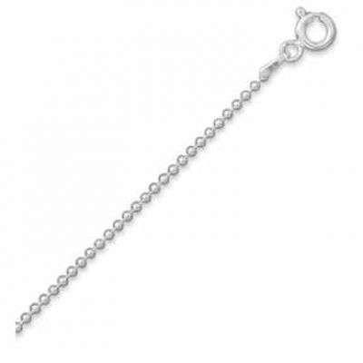 1mm Bead Chain Necklace, Sterling Silver -  - MMA-BD1