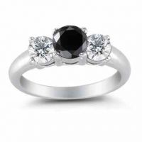 2.00 Carat Black and White Three Stone Diamond Ring