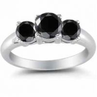 2.00 Carat Three Stone Black Diamond Ring